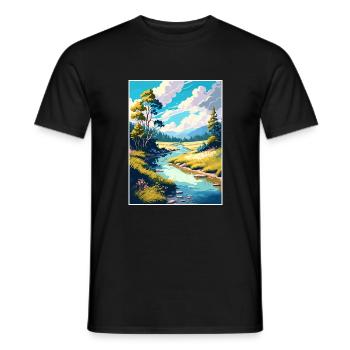 Wye Creek Dekoration Neuseeland Reiseposter - Männer T-Shirt - Schwarz - Vorne - AI Model Male 178 light (178cm)