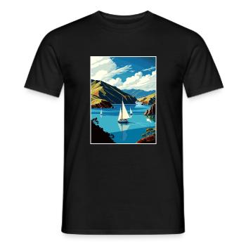 Marlborough Sounds Neuseeland Reiseposter - Männer T-Shirt - Schwarz - Vorne - AI Model Male 178 light (178cm)