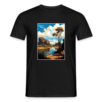 Kakadu National Park Australia Travel Poster - Men's T-Shirt - black - Front - AI Model Male 178 light (178cm)