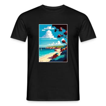 Mornington Peninsula Australia Travel Poster - Men's T-Shirt - black - Front - AI Model Male 178 light (178cm)