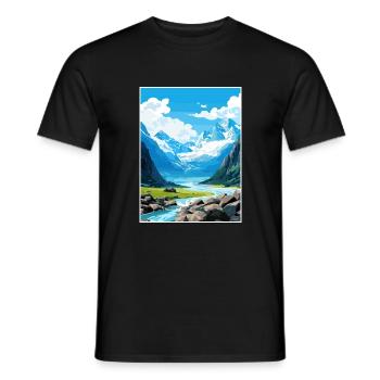 Franz Josef Glacier New Zealand Travel Poster - Men's T-Shirt - black - Front - AI Model Male 178 light (178cm)