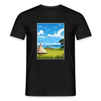 Waitangi Treaty Grounds Nouvelle-Zélande affiche de voyage - T-shirt homme - noir - Devant - AI Model Male 178 light (178cm)