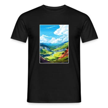 Waimangu Volcanic Valley Nouvelle-Zélande affiche de voyage - T-shirt homme - noir - Devant - AI Model Male 178 light (178cm)