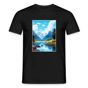 Fiordland Nationalpark Neuseeland Reiseposter - Männer T-Shirt - Schwarz - Vorne - AI Model Male 178 light (178cm)