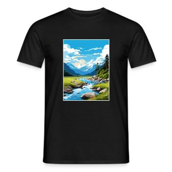 Fiordland Nationalpark Neuseeland Reiseposter - Männer T-Shirt - Schwarz - Vorne - AI Model Male 178 light (178cm)