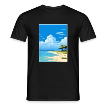 Lady Elliot Island Australia Deco Travel Poster - Men's T-Shirt - black - Front - AI Model Male 178 light (178cm)
