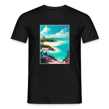 Turks And Caicos Islands Caribbean Travel Poster - Men's T-Shirt - black - Front - AI Model Male 178 light (178cm)
