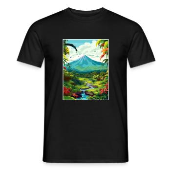 Costa Rica Arenal Volcano Caribbean Travel Poster - Men's T-Shirt - black - Front - AI Model Male 178 light (178cm)