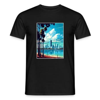 Perth Australie Vintage voyage affiche WPA Souvenir - T-shirt homme - noir - Devant - AI Model Male 178 light (178cm)