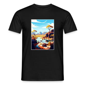 Kakadu Australia Vintage Travel Poster Souvenir - Men's T-Shirt - black - Front - AI Model Male 178 light (178cm)