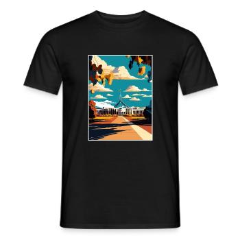 Canberra Australien Vintage Reiseposter Souvenir - Männer T-Shirt - Schwarz - Vorne - AI Model Male 178 light (178cm)