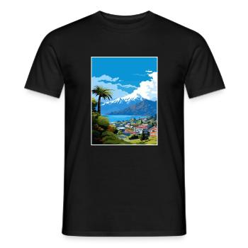 Nelson New Zealand Vintage Travel Poster Souvenir - Men's T-Shirt - black - Front - AI Model Male 178 light (178cm)