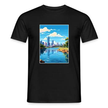 Brisbane Australien Vintage Reiseposter Souvenir - Männer T-Shirt - Schwarz - Vorne - AI Model Male 178 light (178cm)