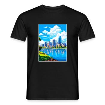 Brisbane Australien Vintage Reiseposter Souvenir - Männer T-Shirt - Schwarz - Vorne - AI Model Male 178 light (178cm)