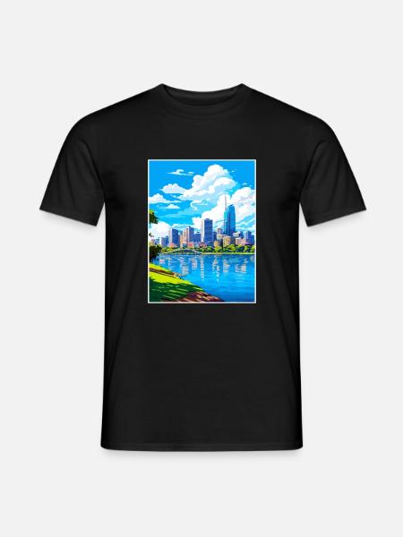 Brisbane Australie Vintage voyage affiche Souvenir - T-shirt homme - noir
