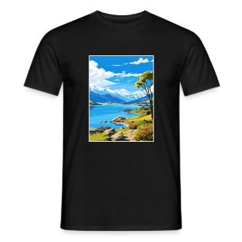 Wanaka Neuseeland Vintage Reiseposter Souvenir - Männer T-Shirt - Schwarz - Vorne - AI Model Male 178 light (178cm)