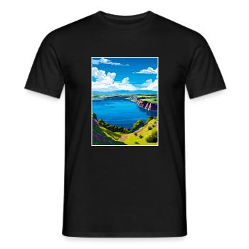 Blue Lake Australie Vintage voyage affiche Souvenir - T-shirt homme - noir - Devant - AI Model Male 178 light (178cm)