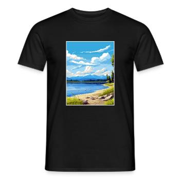 Te Anau Neuseeland Vintage Reiseposter Souvenir - Männer T-Shirt - Schwarz - Vorne - AI Model Male 178 light (178cm)