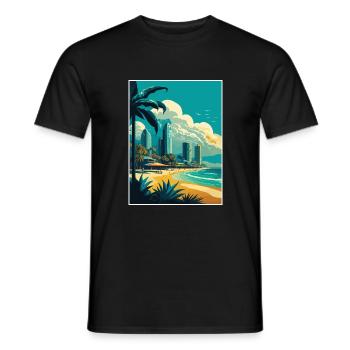 Gold Coast Australien Vintage Reiseposter WPA Kunst - Männer T-Shirt - Schwarz - Vorne - AI Model Male 178 light (178cm)