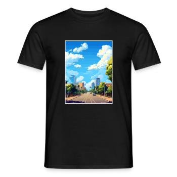 Perth Australie déco Vintage voyage affiche WPA Art - T-shirt homme - noir - Devant - AI Model Male 178 light (178cm)