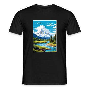 San Martin De Los Andes Vintage Travel Poster WPA - Men's T-Shirt - black - Front - AI Model Male 178 light (178cm)