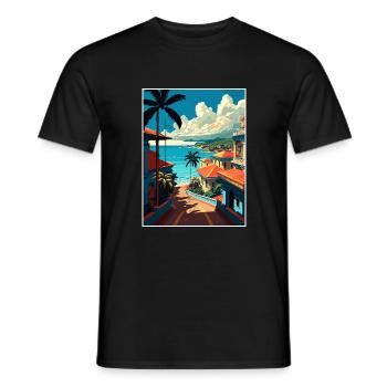 Puerto Plata Karibik Vintage Reiseposter WPA - Männer T-Shirt - Schwarz - Vorne - AI Model Male 178 light (178cm)