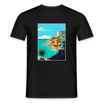 Isla Mujeres Dekoration Vintage Reiseposter WPA - Männer T-Shirt - Schwarz - Vorne - AI Model Male 178 light (178cm)