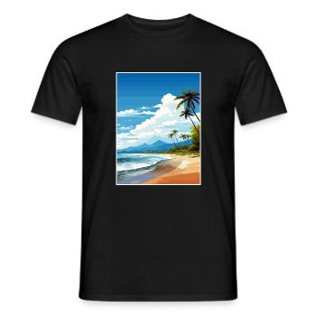 Playa Flamingo Costa Rica Vintage Travel Poster - Men's T-Shirt - black - Front - AI Model Male 178 light (178cm)