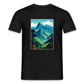 Blue Mountains Caraïbes Vintage Travel Poster WPA - T-shirt homme - noir - Devant - AI Model Male 178 light (178cm)