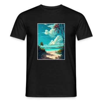 Akumal Décoration Mexique Vintage Voyage Affiche WPA - T-shirt homme - noir - Devant - AI Model Male 178 light (178cm)