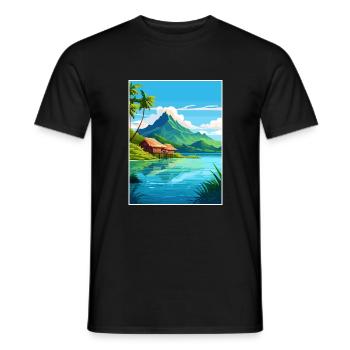 Morea Polynésie française Vintage Travel Poster WPA - T-shirt homme - noir - Devant - AI Model Male 178 light (178cm)