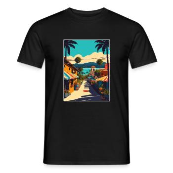 Sayulita Décoration Mexique Vintage Voyage Poster - T-shirt homme - noir - Devant - AI Model Male 178 light (178cm)