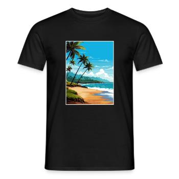 Playa Flamingo Costa Rica Vintage Travel Poster - Men's T-Shirt - black - Front - AI Model Male 178 light (178cm)