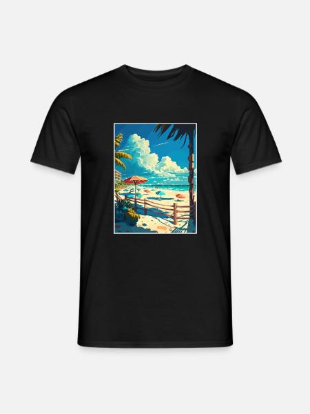 Playa Del Carmen décoration Vintage Affiche de voyage - T-shirt homme - noir