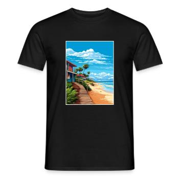 Montezuma Beach Costa Rica Vintage Reiseposter - Männer T-Shirt - Schwarz - Vorne - AI Model Male 178 light (178cm)