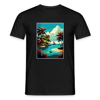 Dominican Republic Caribbean Vintage Travel Poster - Men's T-Shirt - black - Front - AI Model Male 178 light (178cm)