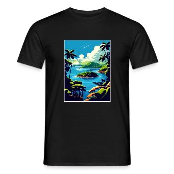 Dominican Republic Caribbean Vintage Travel Poster - Men's T-Shirt - black - Front - AI Model Male 178 light (178cm)