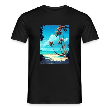Bavaro Caraïbes Îles Tropicales Affiche de voyage - T-shirt homme - noir - Devant - AI Model Male 178 light (178cm)