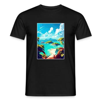Bahamas Caribbean Vintage Travel Poster Souvenir - Men's T-Shirt - black - Front - AI Model Male 178 light (178cm)