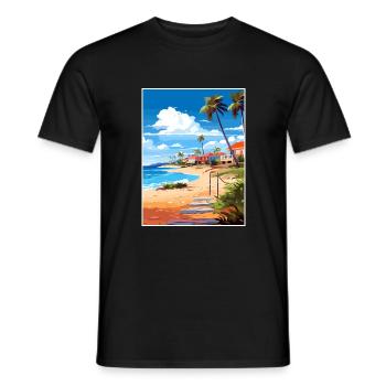 Bonaire Caribbean Vintage Travel Poster Souvenir - Men's T-Shirt - black - Front - AI Model Male 178 light (178cm)