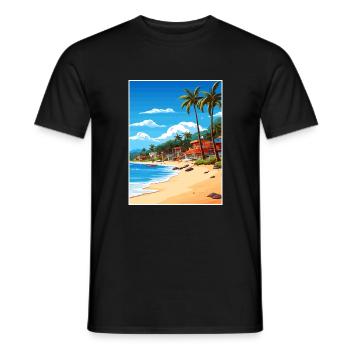 Honduras Caribbean Vintage Travel Poster Souvenir - Men's T-Shirt - black - Front - AI Model Male 178 light (178cm)