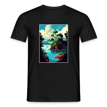 Jamaica Caribbean Vintage Travel Poster Souvenir - Men's T-Shirt - black - Front - AI Model Male 178 light (178cm)