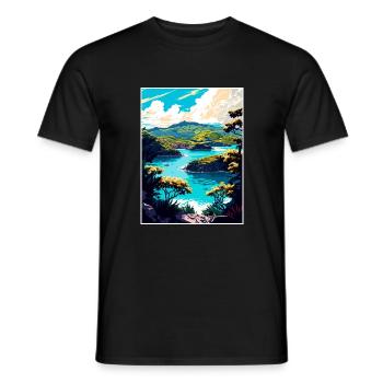 Antigua Caribbean Vintage Travel Poster Souvenir - Men's T-Shirt - black - Front - AI Model Male 178 light (178cm)