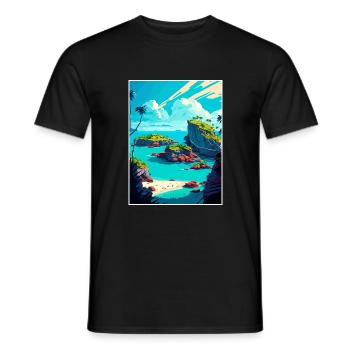 Bermuda Karibik Vintage Reiseposter Souvenir - Männer T-Shirt - Schwarz - Vorne - AI Model Male 178 light (178cm)