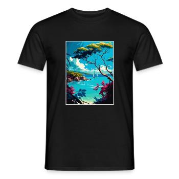 Barbade Caraïbes Vintage voyage affiche Souvenir - T-shirt homme - noir - Devant - AI Model Male 178 light (178cm)