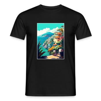 Acapulco Dekoration Vintage Reiseposter Souvenir - Männer T-Shirt - Schwarz - Vorne - AI Model Male 178 light (178cm)
