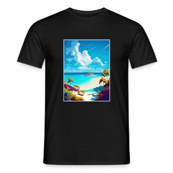 Eleuthera Caribbean Vintage Travel Poster Souvenir - Men's T-Shirt - black - Front - AI Model Male 178 light (178cm)