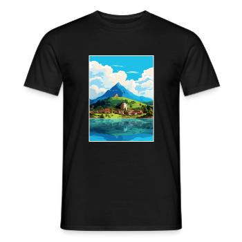 Florianopolis Brésil Vintage voyage affiche WPA Art - T-shirt homme - noir - Devant - AI Model Male 178 light (178cm)
