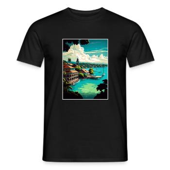 Ocho Rios Caribbean Vintage Travel Poster Souvenir - Men's T-Shirt - black - Front - AI Model Male 178 light (178cm)