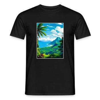 Saint Lucia Caribbean Vintage Travel Poster WPA - Men's T-Shirt - black - Front - AI Model Male 178 light (178cm)